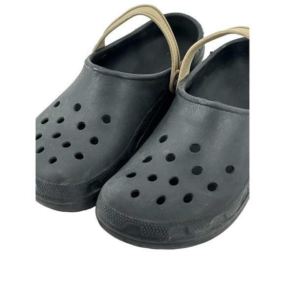 Crocs Unisex Biya Classic Slip-On Clogs Black Tan Strap Sz‎ Men 8 Women 10 - Picture 1 of 11